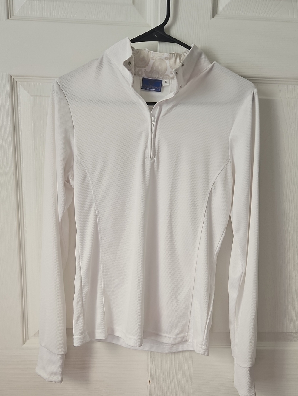 Ladies White Quarter-Zip Performance Equistrian Shirt
